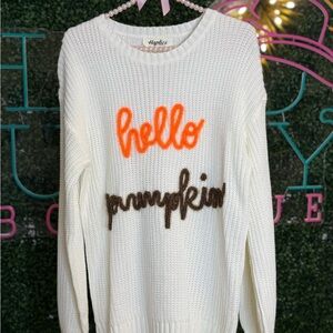 Haptics Hello Pumpkin Off White Sweater Size Small but Oversized NWOT‎